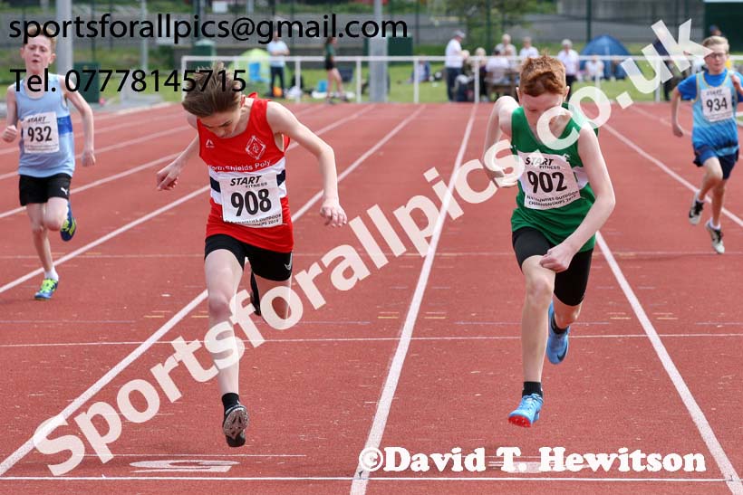 Boys under-13s 200 metres, 2019 North Eastern Track and Field Champs., Middlesbrough. Photo:  David T. Hewitson/Sports for All Pics